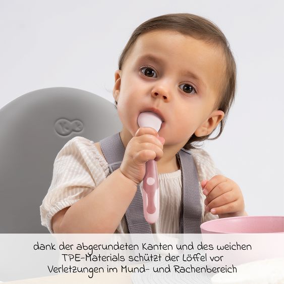 Reer 2-tlg. Biegsames Lernbesteck um 360 Grad biegbar für Links- und Rechtshänder 1x Gabel, 1x Löffel - Rosa