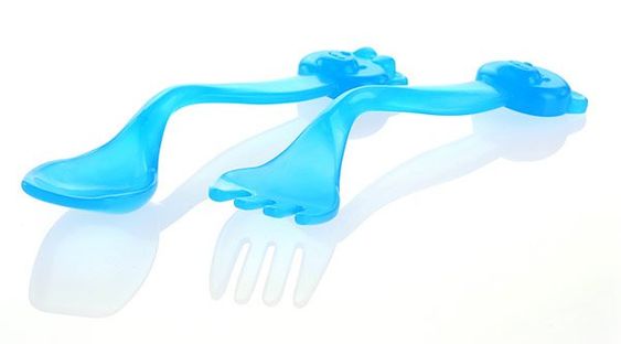 Reer Set di posate 2 pezzi per imparare a mangiare - Blu