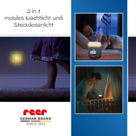 Reer Luce notturna da presa 2in1 SleepLight con tecnologia LED a risparmio energetico - grigio-blu