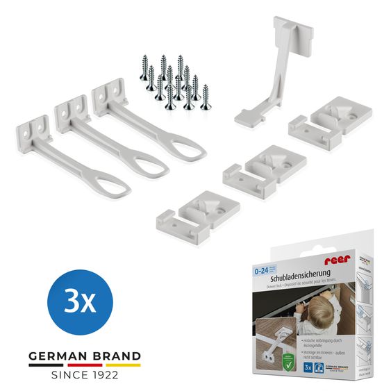 Reer Set da 3 Blocca Ante e Cassetti incl. viti - Bianco