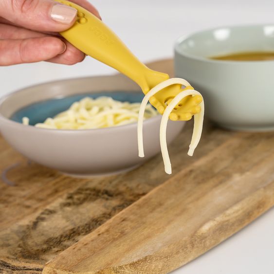 Reer 3er Pack Silikon Babylöffel Little Yummie mit verschiedene Strkturen, Anti-Rutschnoppen & ergonomischer Griff - Bunt