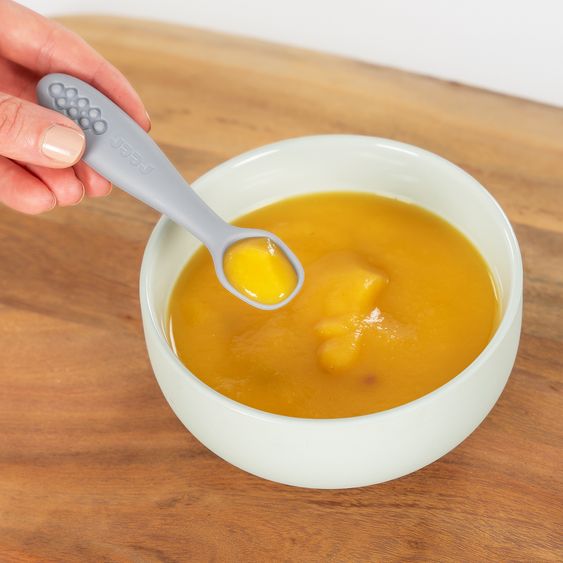 Reer 3er Pack Silikon Babylöffel Little Yummie mit verschiedene Strkturen, Anti-Rutschnoppen & ergonomischer Griff - Bunt