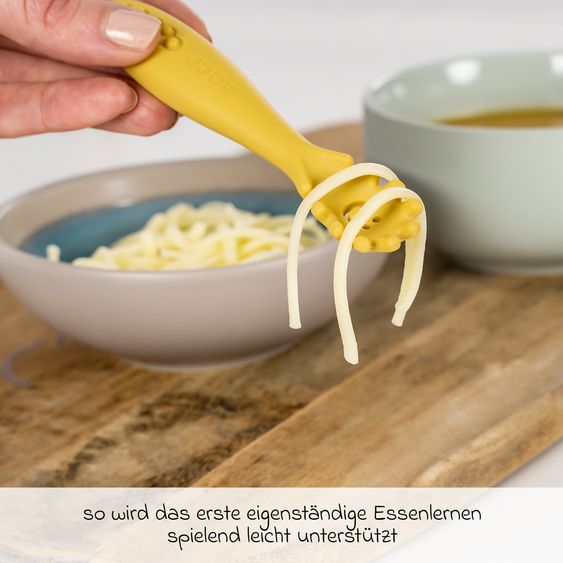 Reer 3er Pack Silikon Babylöffel Little Yummie mit verschiedene Strkturen, Anti-Rutschnoppen & ergonomischer Griff - Bunt