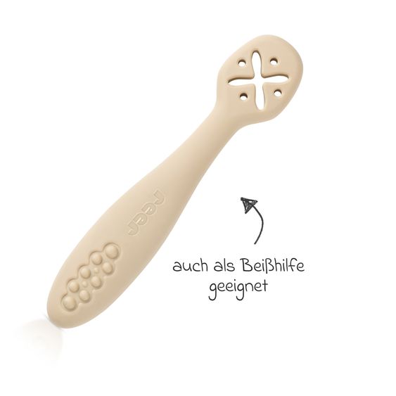 Reer 3er Pack Silikon Babylöffel Little Yummie mit verschiedene Strkturen, Anti-Rutschnoppen & ergonomischer Griff - Bunt