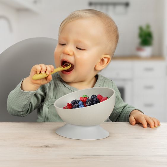 Reer 3er Pack Silikon Babylöffel Little Yummie mit verschiedene Strkturen, Anti-Rutschnoppen & ergonomischer Griff - Bunt