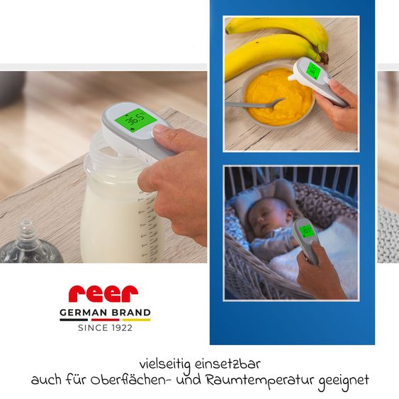 Reer 3in1 Infrarot-Fieberthermometer Colour EarTemp für Ohrmessung - Weiß Grau