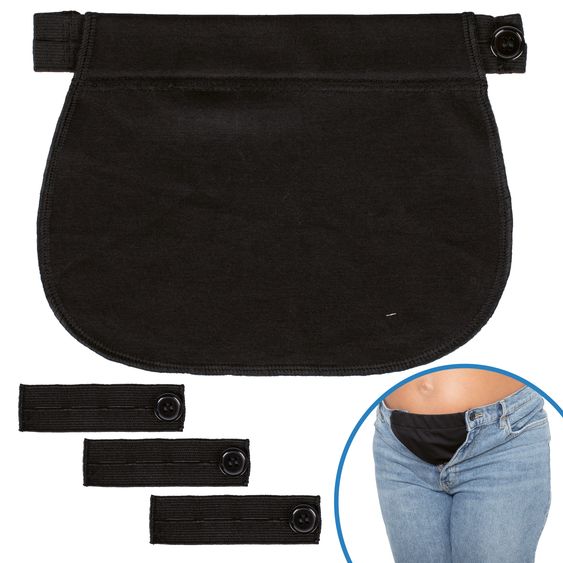 Reer 4-piece mom's trouser extension set for comfortable wearing of existing clothing - black