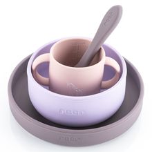 Set di stoviglie in silicone 4 pz. 1x Piatto, 1x Ciotola, 1x Bicchiere, 1x Cucchiaio per cibi caldi & freddi - Unicorno - Lilla