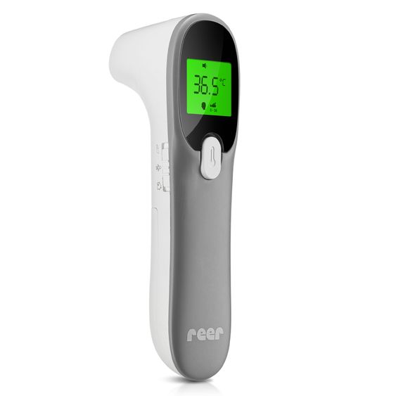 Reer 4in1 Infrarot-Fieberthermometer Colour MaxTemp für Ohr- und Stirnmessung - Weiß Grau