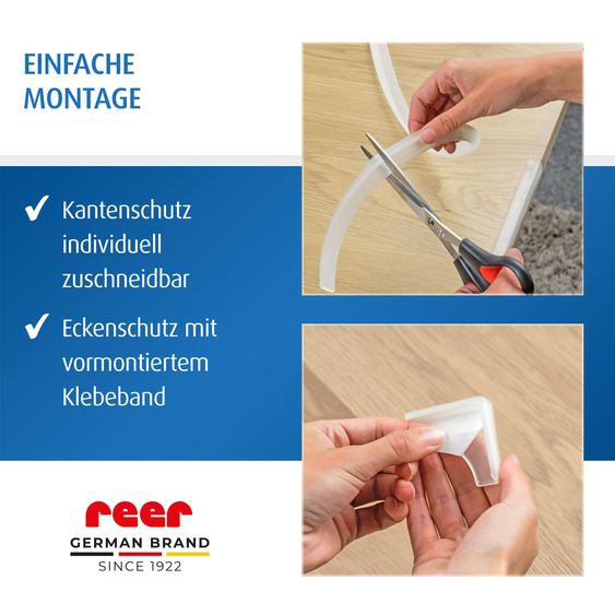 Reer 5-pc Corner and Edge Protection Set Protects against injuries from sharp corners & edges - Transparent