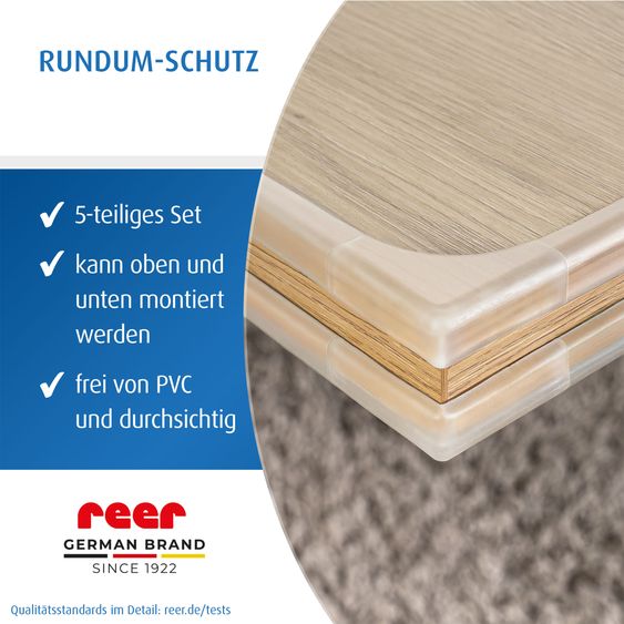 Reer 5-pc Corner and Edge Protection Set Protects against injuries from sharp corners & edges - Transparent