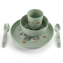 5-tlg. Geschirr-Set Little Explorer 1x Teller, 1x Becher, 1x Löffel, 1x Gabel, - Grün