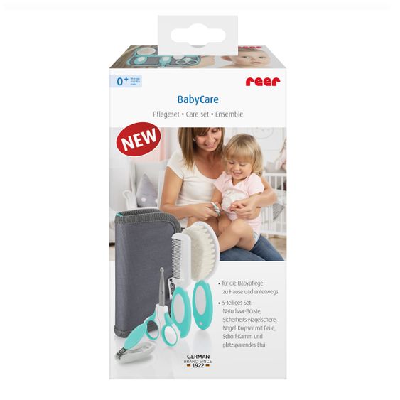 Reer Set 5 pezzi per la cura del bambino - Grigio / Menta