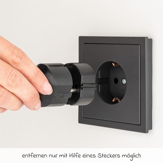 Reer Pack of 5 socket outlet protectors quick installation without gluing or screws - black