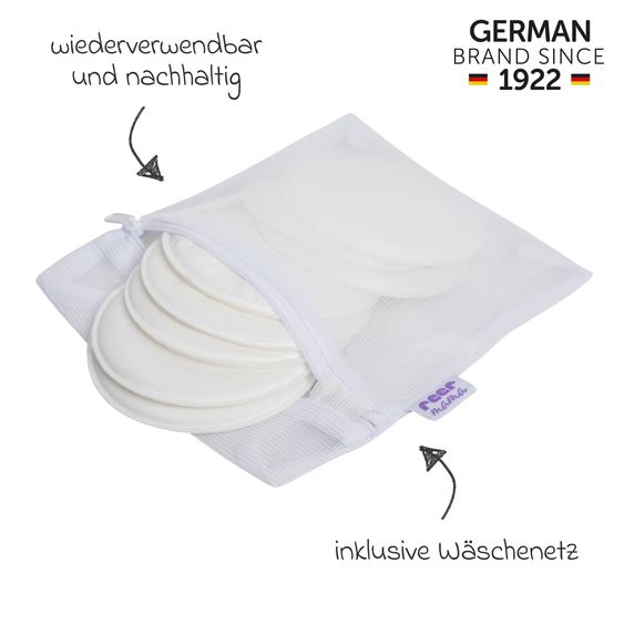 Reer 8er Pack Waschbare Stilleinlagen Mama inkl. Wäschenetz - Weiß