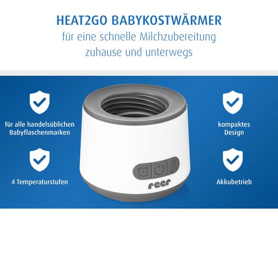 Reer Chauffe-Biberon Heat2Go Pour Maison Et Déplacement - Blanc