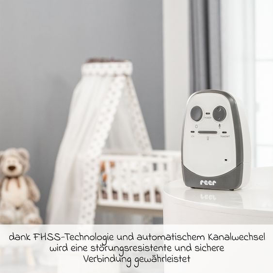 Reer Baby Monitor Cosmo Audio con funzione vivavoce & allarme a vibrazione - Bianco Grigio