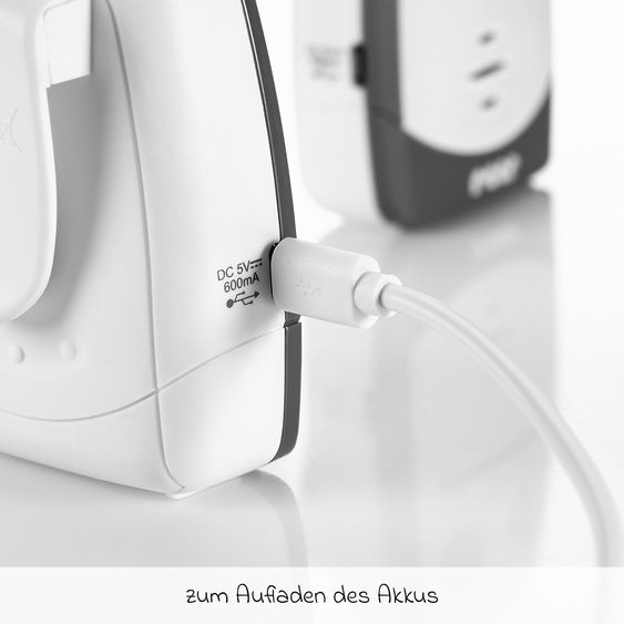 Reer Baby Monitor Cosmo Audio con funzione vivavoce & allarme a vibrazione - Bianco Grigio