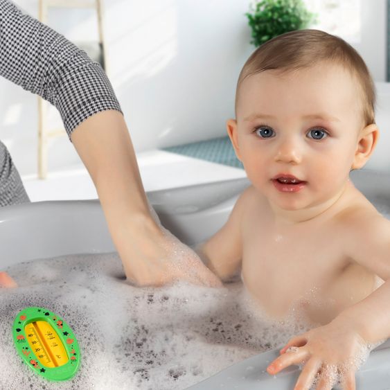 Reer Badethermometer oval mit Markierung für die optimale Badethemperatur, quecksilberfrei - Grün