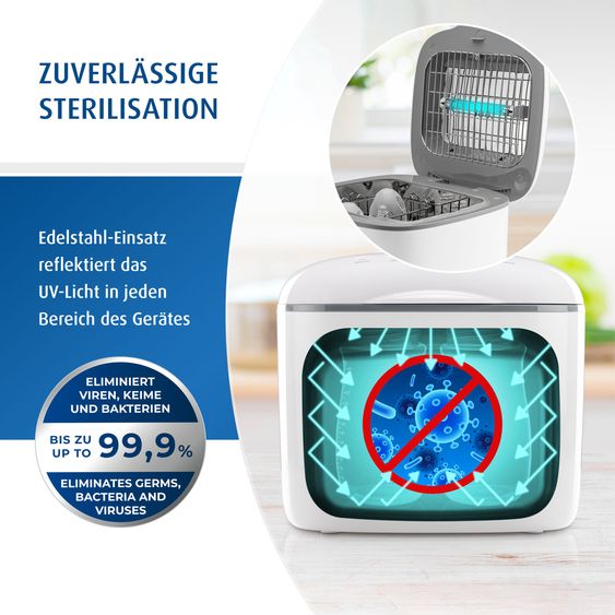 Reer Desinfektionsgerät UV-C mit Trocknungsfunktion schnell & energiesparend mit UV-Lampe desinfizieren - Weiß
