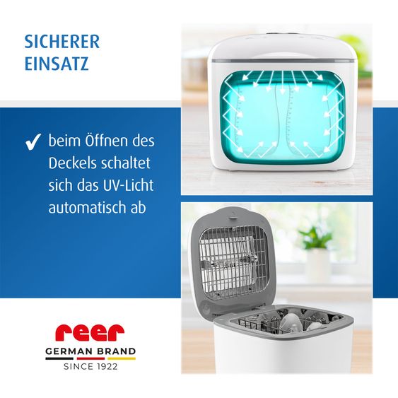 Reer Desinfektionsgerät UV-C mit Trocknungsfunktion schnell & energiesparend mit UV-Lampe desinfizieren - Weiß