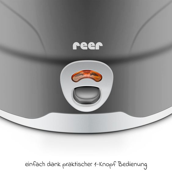 Reer Dispositivo di disinfezione VapoMat S per 6 biberon e accessori in 10 min. a base di vapore d'acqua - Antracite / Grigio