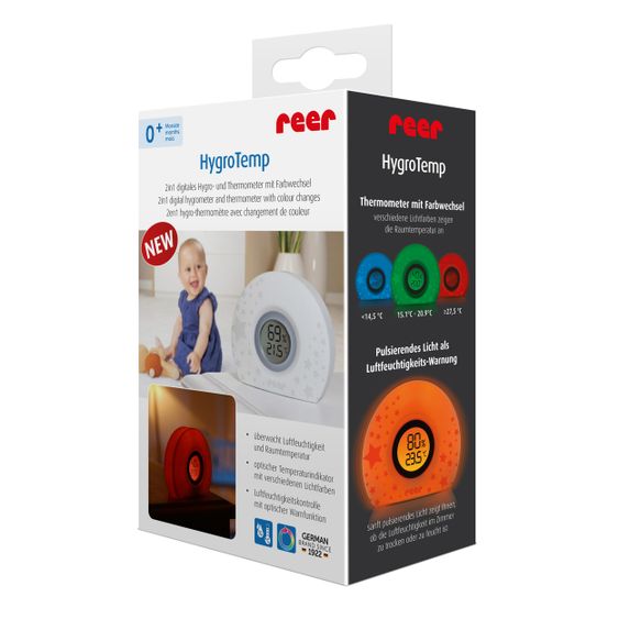 Reer Digitales Hygro- und Thermometer 2-in-1 HygroTemp mit Farbwechsel
