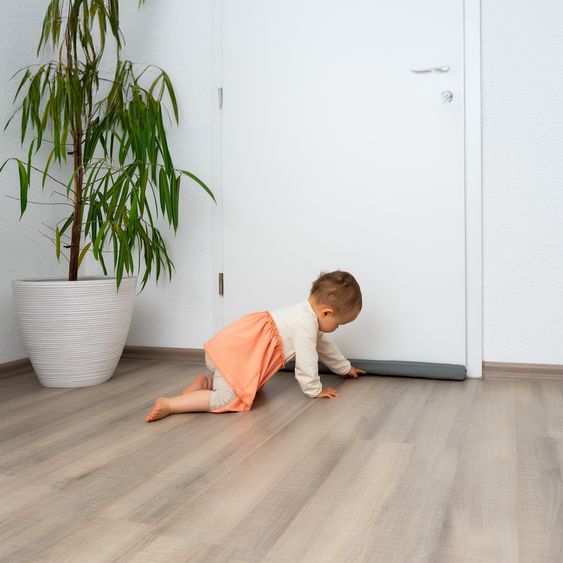 Reer Protezione per dita fessura pavimento Previene il pizzicamento delle dita sotto la porta - Grigio