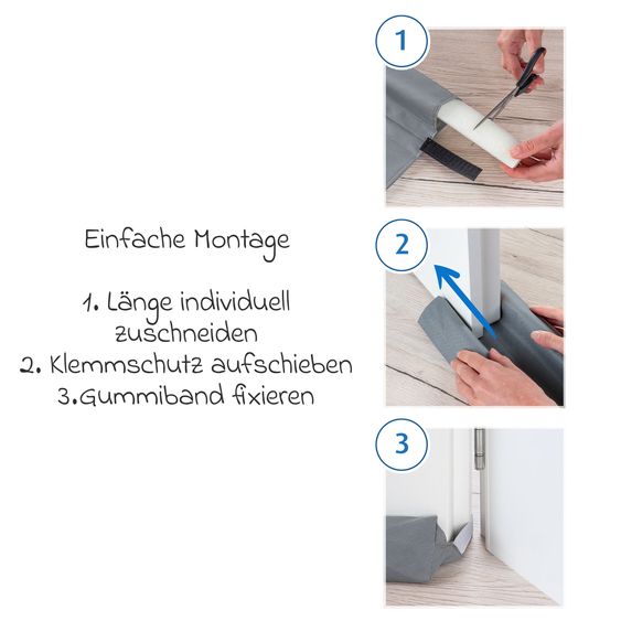 Reer Protezione per dita fessura pavimento Previene il pizzicamento delle dita sotto la porta - Grigio