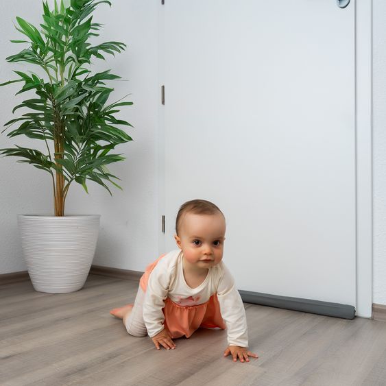 Reer Protezione per dita fessura pavimento Previene il pizzicamento delle dita sotto la porta - Grigio