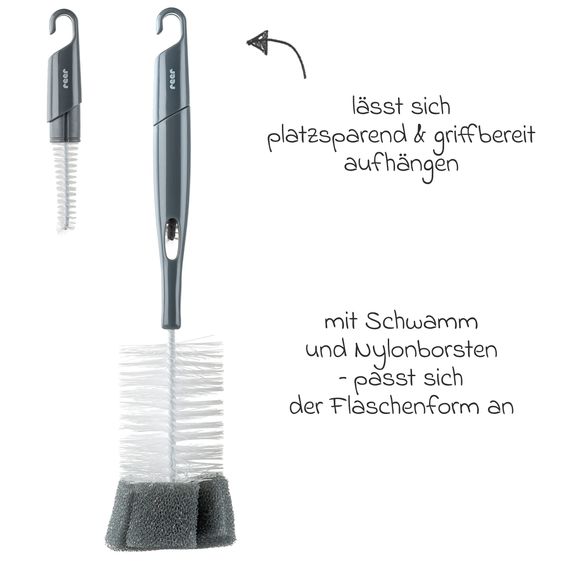 Reer Flaschen- und Saugerbürste 2-in-1 - Grau