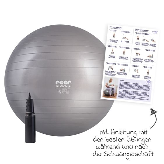 Reer Exercise ball Mama loadable up to 120 kg incl. air pump - gray