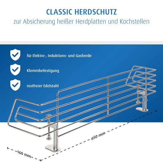 Reer Herdschutzgitter Classic mit einfacher Klemmbefestigung - Silber