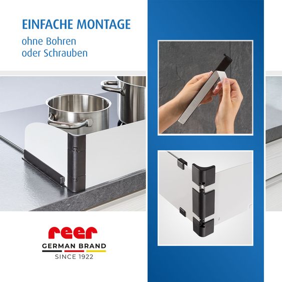 Reer Barrière De Protection Pour Bébé Basic Compatible Avec Plaques Électriques Et À Induction - Blanc Noir