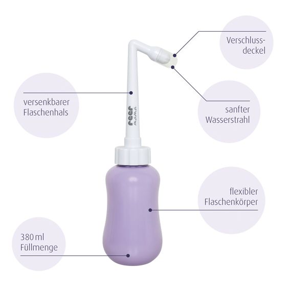 Reer Intimdusche Mama 380 ml Füllmenge mit flexiblem Flaschekörper - Lila Weiß