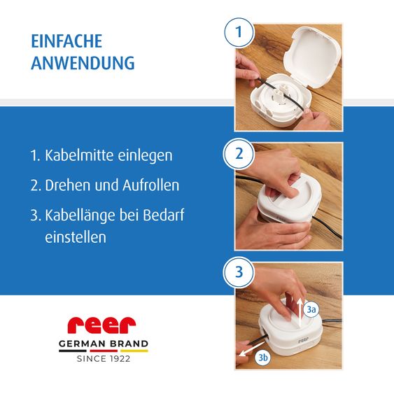 Reer Avvolgicavo CableGuard per cavi da 1,5 m - Bianco