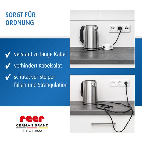 Reer Avvolgicavo CableGuard per cavi da 1,5 m - Bianco