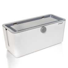 Kabelbox CableGuard zum Kindersicheren Verstauen von Steckdosenleisten - Weiß Grau