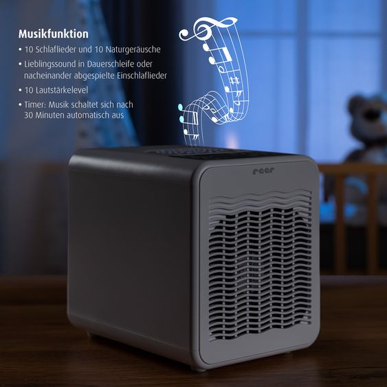 Reer Luftreiniger 4in1 Air Purifer - mit Nachtlicht, Sternenprojektor & Musikfunktion - Weiß