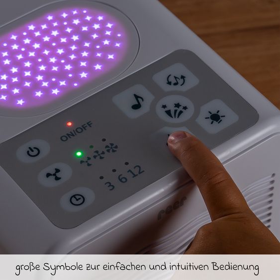 Reer Luftreiniger 4in1 Air Purifer - mit Nachtlicht, Sternenprojektor & Musikfunktion - Weiß