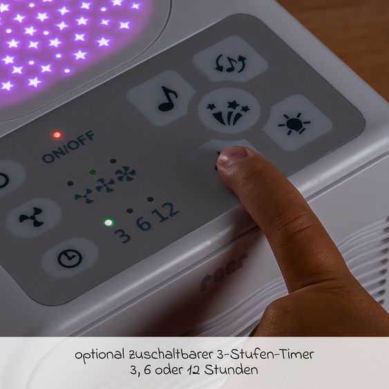 Reer Luftreiniger 4in1 Air Purifer - mit Nachtlicht, Sternenprojektor & Musikfunktion - Weiß