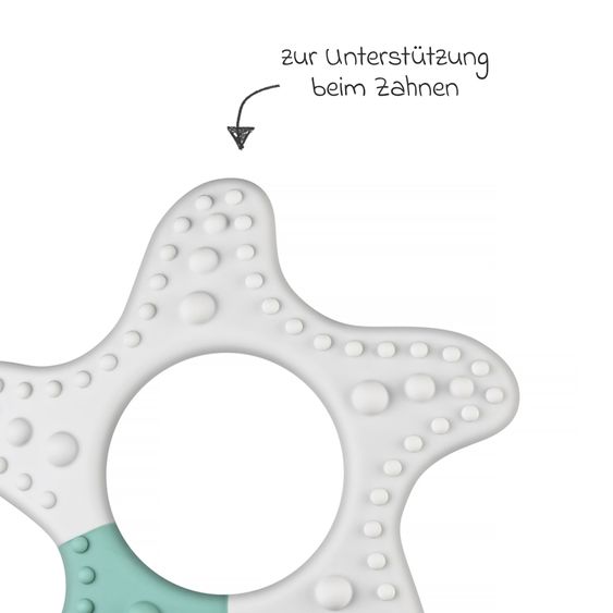 Reer Massage-Beißring Stern unterstütz beim Zahnen - Weiß Grün
