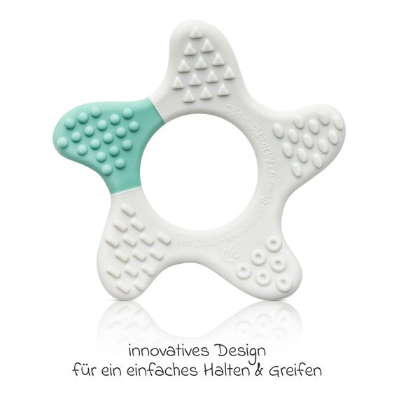 Reer Massage-Beißring Stern unterstütz beim Zahnen - Weiß Grün