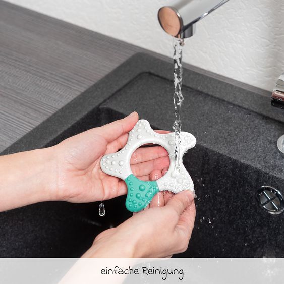Reer Massage-Beißring Stern unterstütz beim Zahnen - Weiß Grün