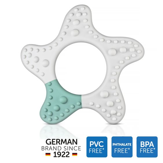 Reer Massage-Beißring Stern unterstütz beim Zahnen - Weiß Grün