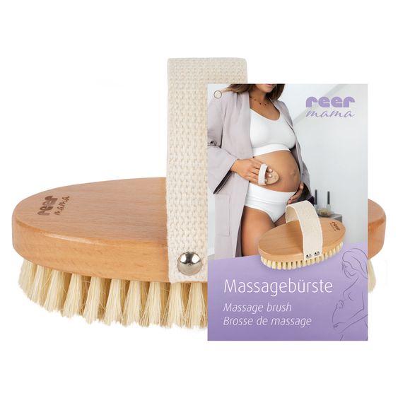 Reer Mommy massage brush with soft natural bristles - Natural