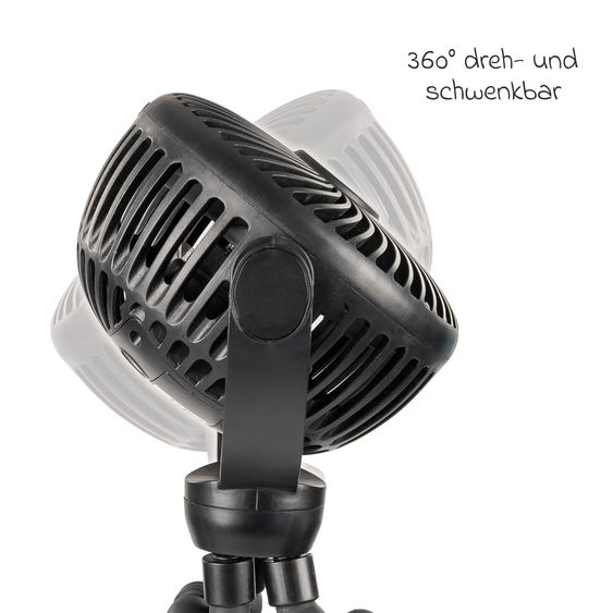 Reer Mini Ventilatore Universale CoolAir con supporto flessibile, funzionamento silenzioso e 3 velocità - Nero