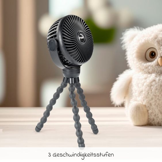 Reer Mini Ventilatore Universale CoolAir con supporto flessibile, funzionamento silenzioso e 3 velocità - Nero