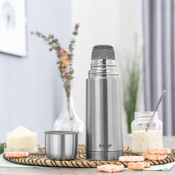 Reer Pure Borraccia Termica in Acciaio Inox 350 ml igienico, insapore e infrangibile - Acciaio inox