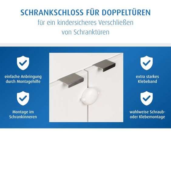 Reer Cabinet lock for double doors - White